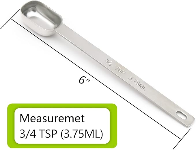1PCS 3/4tsp (1/4tbsp, 3.75ml) Single Measuring Spoon, Stainless Steel Long Handle Individual Teaspoons Only