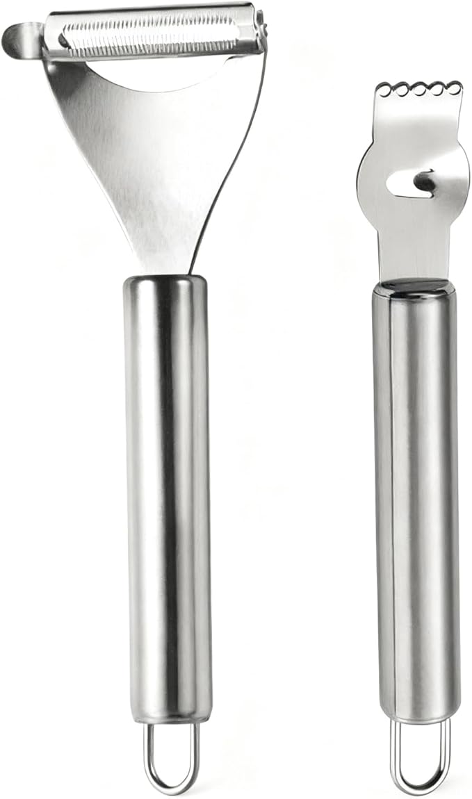 2 Pcs Lemon Peeler and Citrus Zester Tool for Cocktails and Kitchen Use Multifunctional Orange Twist Slicer with Channel Knife Bar Lemonade Stand Accessory Lime Peeling