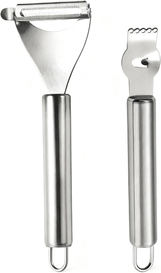 2 Pcs Lemon Peeler and Citrus Zester Tool for Cocktails and Kitchen Use Multifunctional Orange Twist Slicer with Channel Knife Bar Lemonade Stand Accessory Lime Peeling