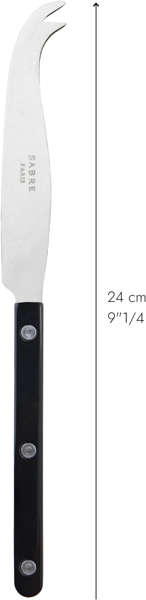 SABRE PARIS - Cheese Knife 9.4 inches - Bistrot Vintage Collection - All Cheeses - Stainless Steel & Nylon - Dishwasher Safe - Black - Mat Finish