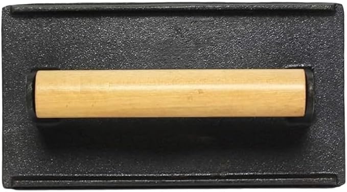 TrueCraftware- 5" X 9" Cast Iron Steak Weight with Wooden Handle- Grill Press Bacon Press Meat Steak Sandwich for Griddle Grill Press Burger Press Griddle Press