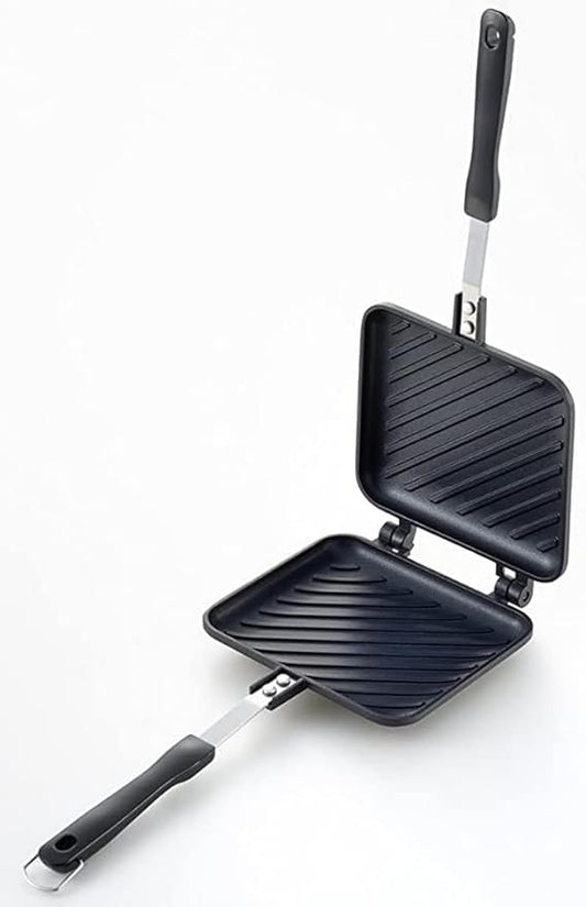Panini Press Hot Sandwich Maker Non-Stick Panini Grill Pan with Handle Aluminum Flip Pan for Home and Outdoor Camping, 4 Pack