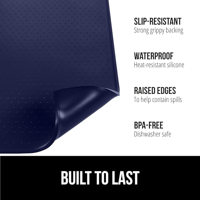 GORILLA GRIP Silicone Coffee Mat, 15x23, Espresso Machine Bar Accessories, Keep Kitchen Counters Clean, Stays in Place, Waterproof and Heat Resistant Dish Drying Mats, Home Decor Essentials, Navy