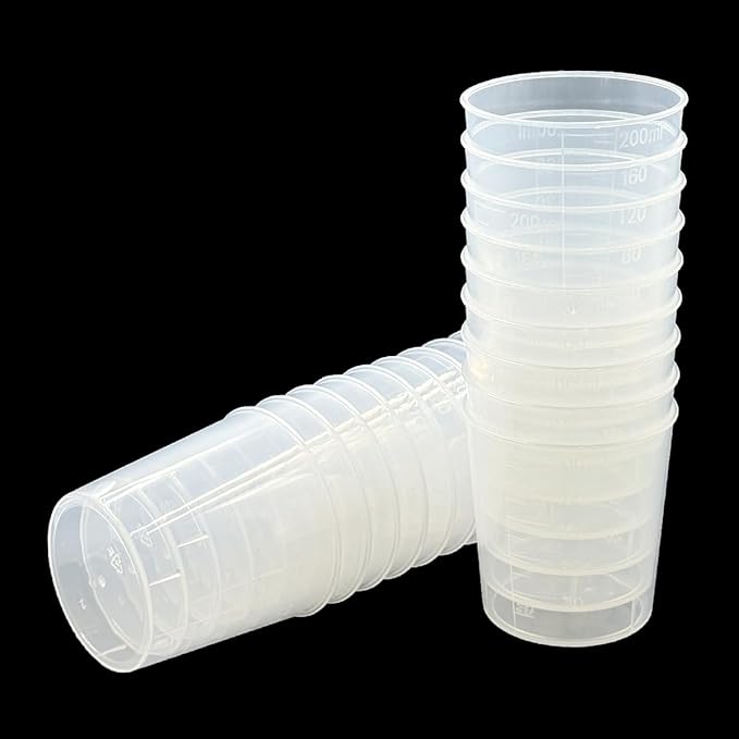 20 Pack 200ml/6.8oz Plastic Liquid Measuring Cups Transparent Mixing Cups Medicine Cups Lab Graduated Beakers Clear Measuring Jugs Set Medium Kitchen Baking Cooking Measure Tool Home