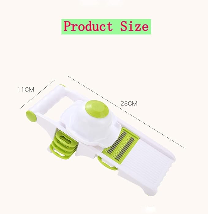 Mandoline slicer,mini food processor, Potato cutter shred and spiral cutter 5 stainless steel blade vegetable peeler slicer for fruit tomato onion (green)