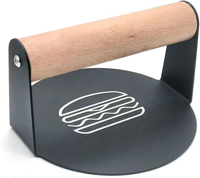 5.5INCH Hamburger Smash Press, Sandwiches Flat Top Grilling Sear Sizzle Griddle Accessories Burger Smash King Gifts for Men and Dad