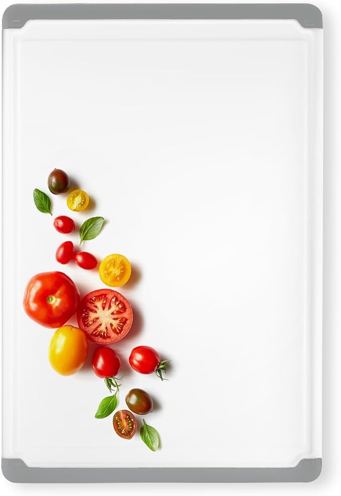 Large Cutting Boards for Kitchen - Dishwasher Safe Non-Slip Cutting Boards with Juice Grooves, Easy Grip Handles - Large and Thick Chopping Board (Grey)
