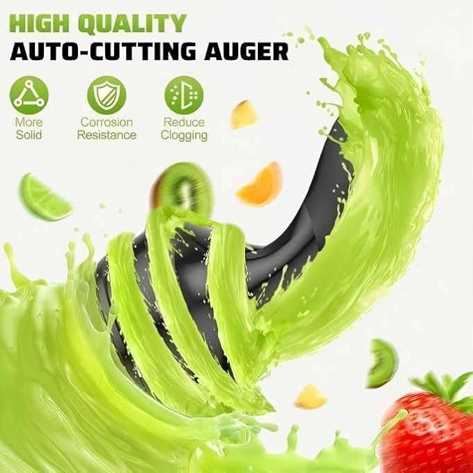 EanOruus Cold Press Juicer, 5.8" Wide Feed Chute Juice Extractor Machine with 400W, High Juice Yield, Slow Masticating Juicer for Whole Vegetables & Fruits, Metallic Silver