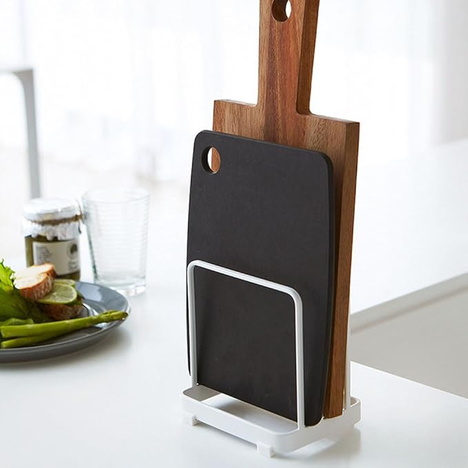 2 Pcs Cutting Board Organizer, Cutting Board Holder Rack, Baking Cookie Pan Sheets for Cabinet Storage or Kitchen Counter (White)