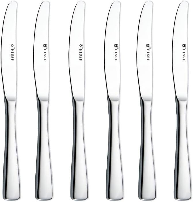 Dinner knife 6 Pieces Stainless Steel Butter Knife Set, Hollow Square Handle, Silver