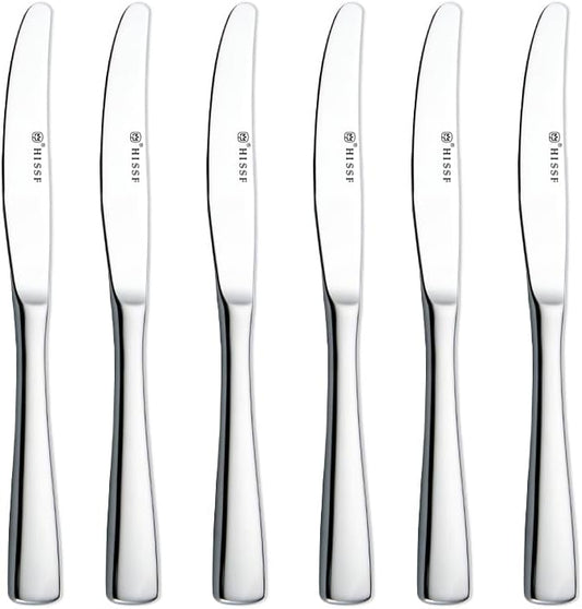 Dinner knife 6 Pieces Stainless Steel Butter Knife Set, Hollow Square Handle, Silver