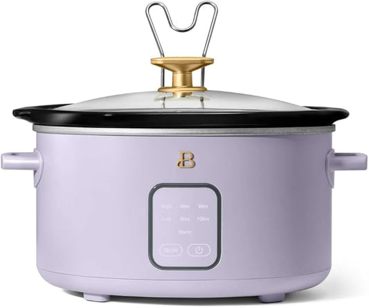 Beautiful 4-Quart Slow Cooker with Touch-Activated Display, Programmable Digital Controls, Removable Non-Stick Pot, Keep Warm Function, by Drew Barrymore (Lavender)