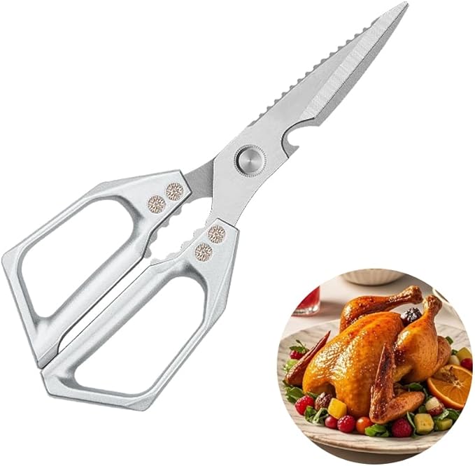 Kitchen Shears， All Purpose Heavy Duty Poultry Shears, Ultra Sharp Japanese Meat Scissors, ，Dishwasher cleaning Safe tainless Steel Comfort Grip Handle Kitchen Scissors for Food, Chicken Bones, Turkey