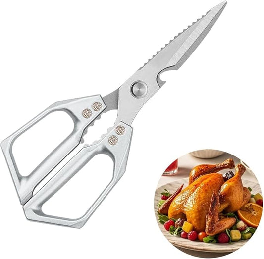 Kitchen Shears， All Purpose Heavy Duty Poultry Shears, Ultra Sharp Japanese Meat Scissors, ，Dishwasher cleaning Safe tainless Steel Comfort Grip Handle Kitchen Scissors for Food, Chicken Bones, Turkey
