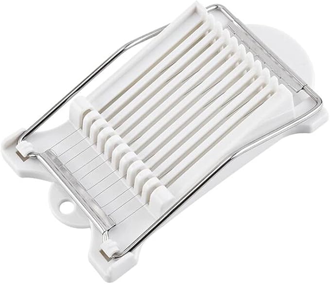 Hoshen Luncheon Meat Slicer, Egg Cutter, Fruit Soft Cheese Slicer, Strengthened Stainless Steel Cutting Line, 10 Slices Evenly Cut，Original Box,White
