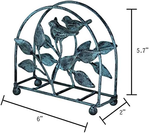 Set of 2 Cast Iron Bird & Tree Classic Napkin Holder/Tabletop Freestanding Tissue Dispenser, Turquoise