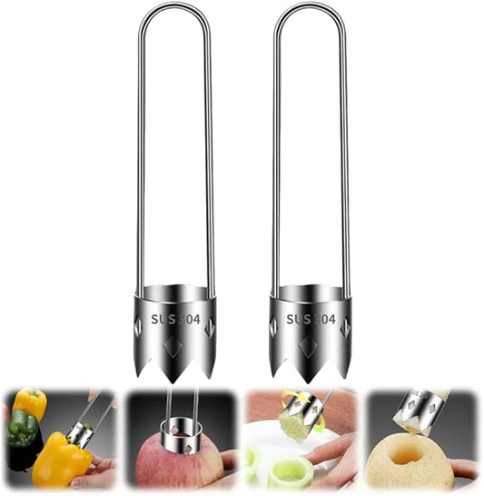 Red Bell Pepper Corer, 2025 Upgraded Stainless Steel Fruite Corer,Vegetable Pineapple Corer Tool Cutter Pepper Seed Remover Tool,For Vegetables Fruit Corer Kitchen Gadget (2, A)