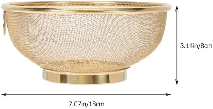 2-Pack Gold Stainless Steel Mesh Colander Set - Versatile Kitchen Strainers for Fruit, Sink, Rice - Fine Mesh Strainer Baskets for Efficient Food Drainage - Rust-Resistant and Durable