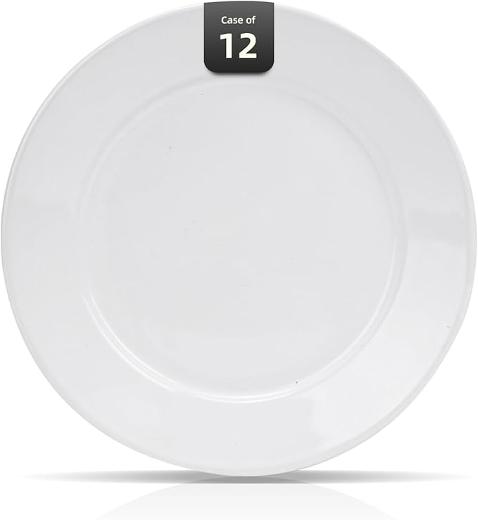 Wide Rim Bone China Commercial Grade Restaurant Plate 12", Case of 12