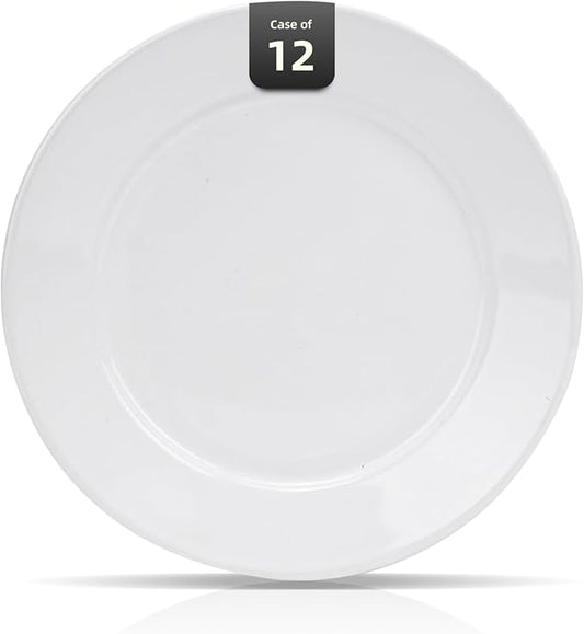 Wide Rim Bone China Commercial Grade Restaurant, Elegance White Plate 8", Case of 12