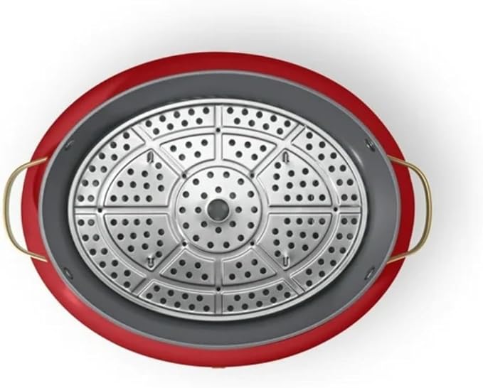 Beautiful 10-in-1 Electric Multi-Cooker by Drew Barrymore, 6-quart, digital display, 10 cooking functions, non-stick pot, easy one-touch control (Tomato Red)