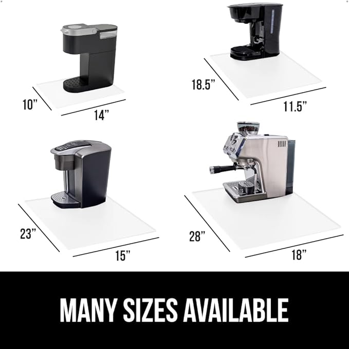 GORILLA GRIP Silicone Coffee Mat, 15x23, Espresso Machine Bar Accessories, Keep Kitchen Counters Clean, Stays in Place, Waterproof and Heat Resistant Dish Drying Mats, Home Decor Essentials, White
