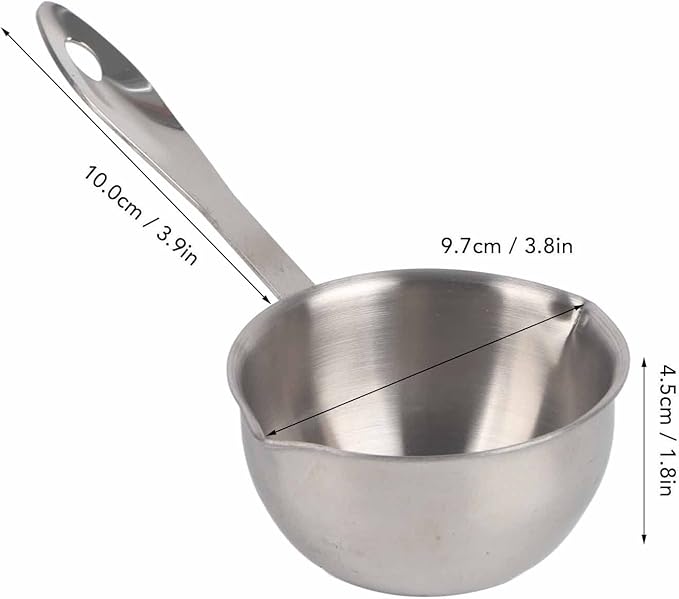 Stainless Steel Butter Warmer Pot - Induction Bottom Milk Hot Pot with Cool Handle | Perfect for Melting Butter, Heating Sauces & More (150ML)