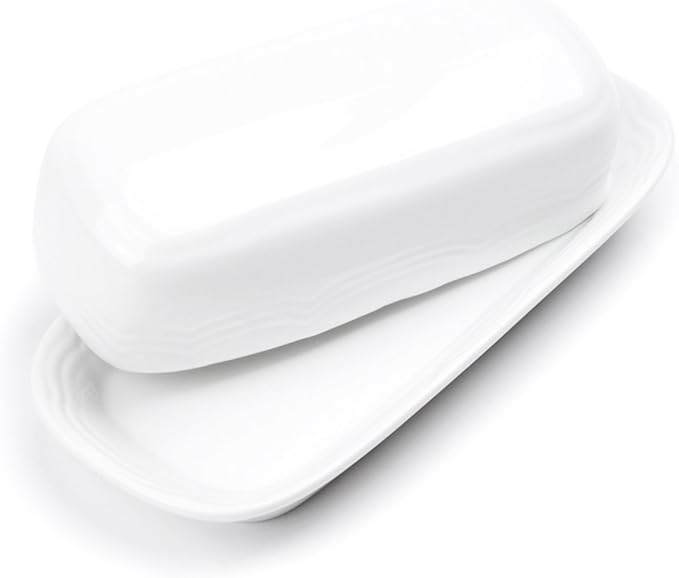 Fox Run Butter Dish, White Stoneware