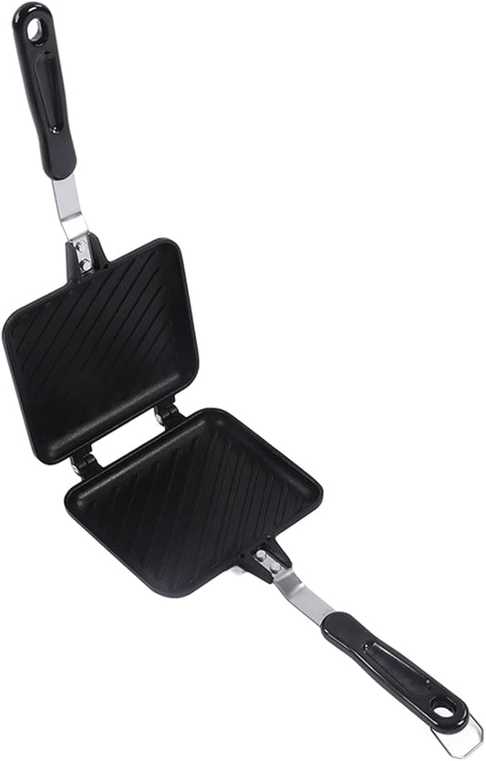Hot Sandwich Panini Maker with Handle, Non Stick Double Sided Frying Pan Sandwich Maker, Stovetop Flip Grill Pan for Home, Kitchen, Breakfast