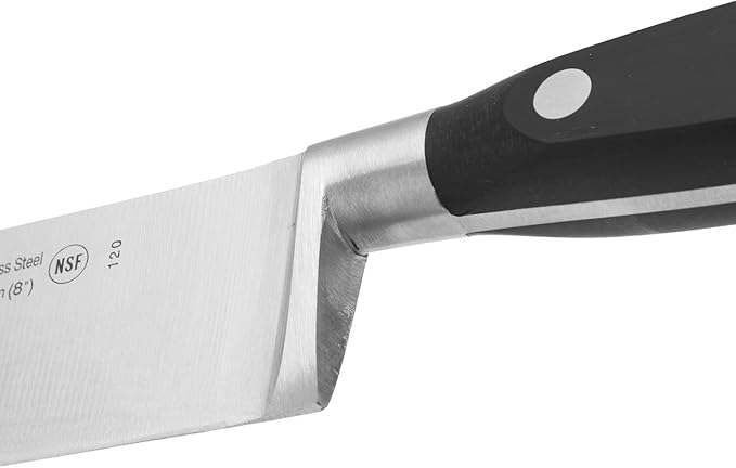Arcos Forged Chef Knife 8 Inch Stainless Steel. Professional Cooking Knife for Cutting Fish, Meat and Onion. Ergonomic Polyoxymethylene Handle and 200mm Blade. Series Riviera. Color Black