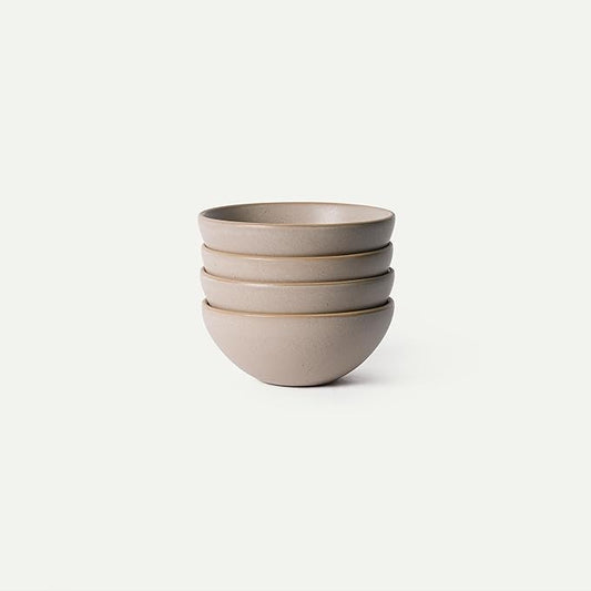 MORA Medium Bowls Set of 4, 28oz Ceramic Pottery Everyday Bowls - Microwave, Oven and Dishwasher Safe - Mushroom