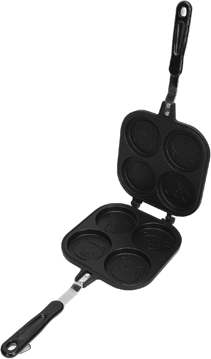 Double Sided Pancake Pan 4 Cups Egg Pan Double Side Aluminum Alloy Non Stick Frying Pan Multifunctional Wheel Pie Bread Egg Cooker