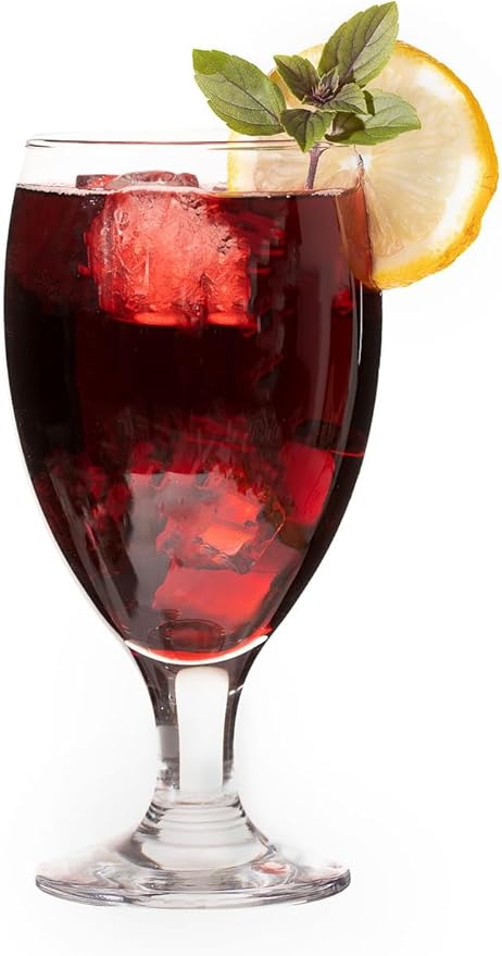 LAV Clear All Purpose Stemmed Drinking Glasses - Lead-Free Iced Tea Goblets, Sangria, Beer, Water -Dishwasher Safe Glassware Set for Restaurant, Bar, Home, Parties 20.80 oz (590 ml) Set of 4