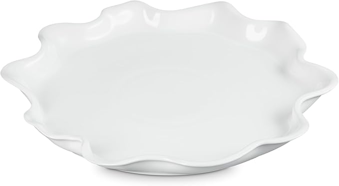 Le Creuset Stoneware Iris Collection Serving Platter, 14", White