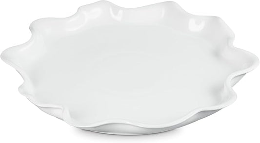 Le Creuset Stoneware Iris Collection Serving Platter, 14", White