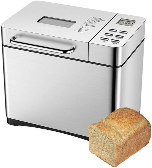 2.2LB Large Automatic Bread Machine, Professional Bread Maker with Nonstick Ceramic Pan and, 17 Smart Cooking Programs, 15 Hours Timer and 3 Loaf Sizes for Breakfast, Picnic