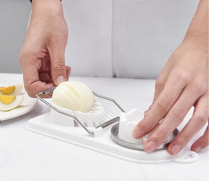 Egg Slicer For Hard Boiled Eggs - Egg Cutter | Strawberry Slicer | Heavy Duty Stainless Steel Egg Cutter | 2-in-1 Multipurpose Kitchen Accessories For Mushroom, Egg, Strawberry, Kiwi, Banana, Cheese