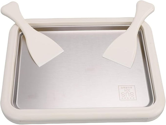 Diydeg Rolled Ice Cream Maker, Stainless Steel Instant Cold Plate with 2 Spatulas for Family Activities and Homemade DIY, Easy to Clean Ice Cream Machine for Ice and Yogurt