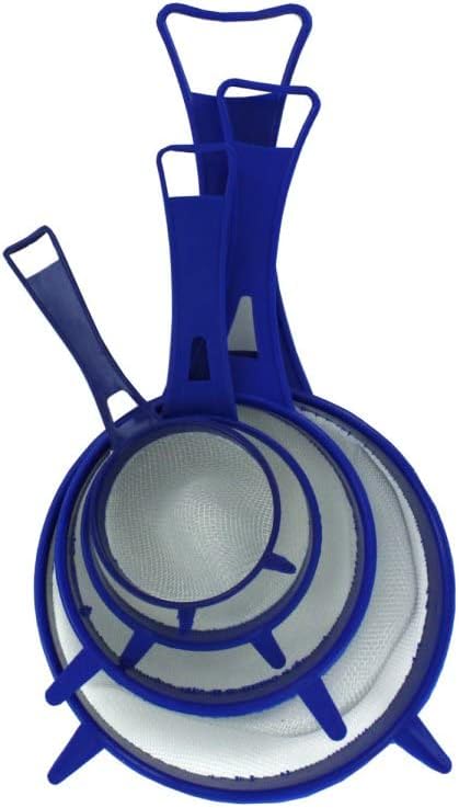 4-Piece Kitchen Strainer Set - Nylon Mesh Strainer - Assorted Medium Sizes (Set of 4) & Colors (Blue, Red, Green)