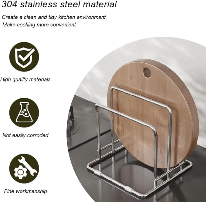 Cutting Board Holder Stainless Steel Wire Chopping Board Stand Cutting Board Storage Rack Organizer with 2 Slots for Kitchen Countertop (2 Slots)