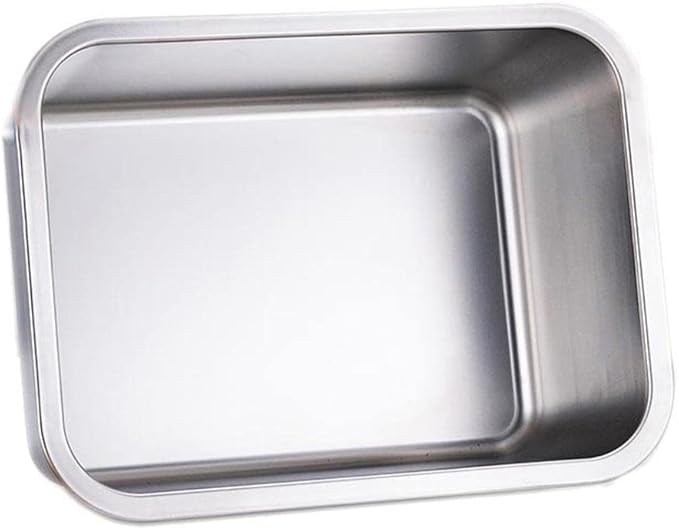 KUNWU Stainless Steel Rectangle Sheet Pan 14"x10"x2.75" Bakeware, Cake Pan Tray for Cake, Cookie (S (14"x10"), 2.75" Deep)