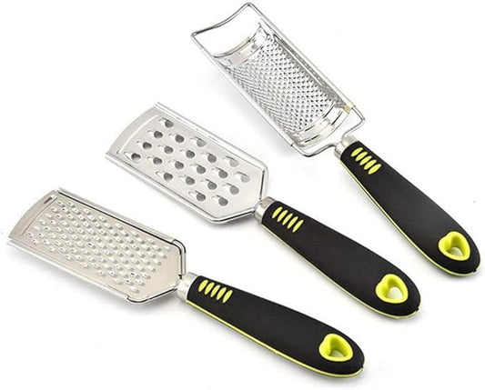 Kitchen Grater Set of 3, Stainless Steel Citrus Lemon Zester, Stainless Steel Grater, Cheese Grate, Ginger Zester, Sharp Blade and Ergonomic Handle, Easy to Clean,