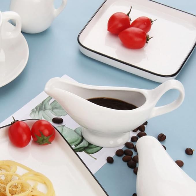Cabilock 2pcs Gravy Boats with Comfort-grip Handle Versatile Condiment Cups for Sauces Dressings and Broth Design for Use Easy to Clean and Store for Entertaining and Everyday Dining