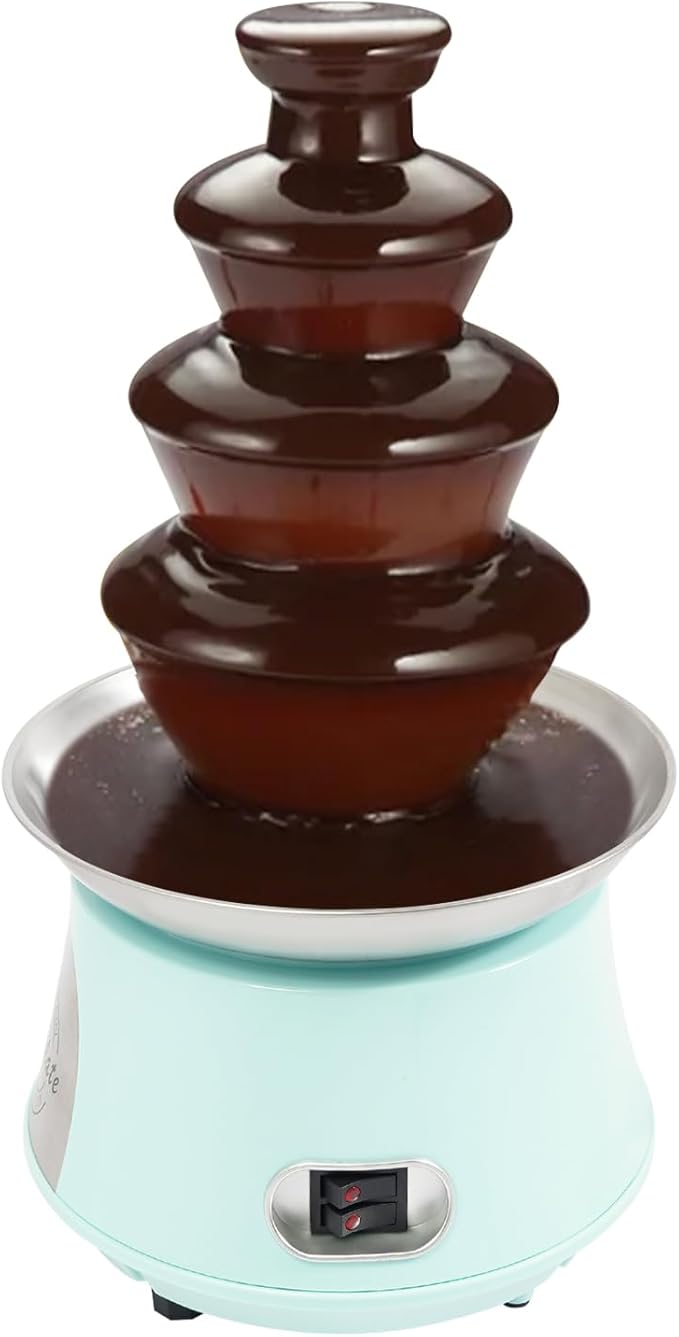 2.2lbs Chocolate Fountain, 4-Tier Party Fountain, Chocolate Fondue Fountain for Christmas Birthday Party, 120V 180W, Blue