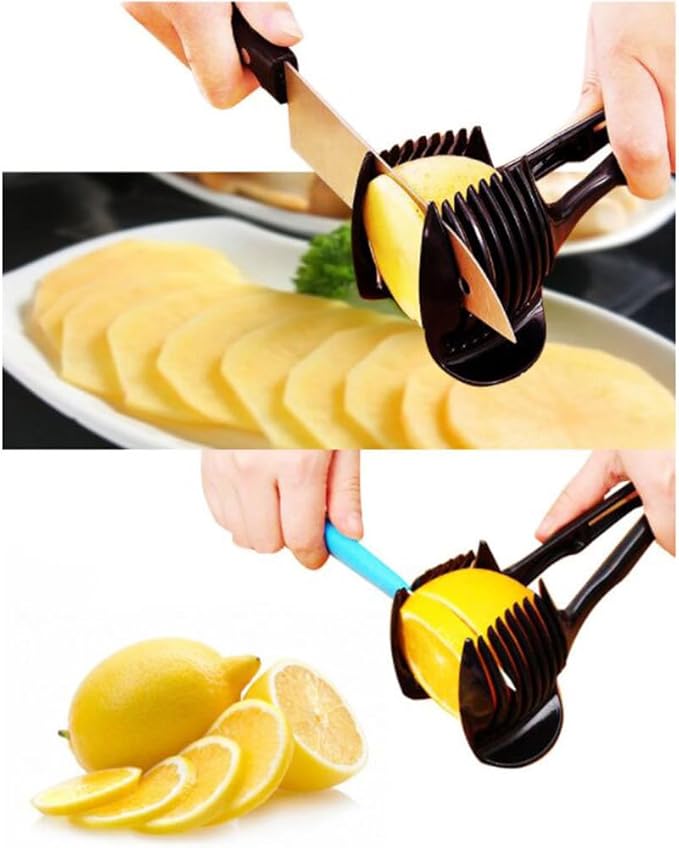 Multifunctional Kitchen Slicer Food Clip with Stainless Steel Spring - Manual Tomato Fruit and Vegetable Cutter and Egg Slicer for Easy Food Preparation