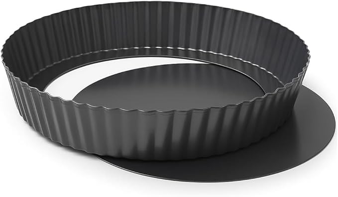 MGE - Dish Pie Pan - Deep Quiche Lorraine Pie Pan - Tart Pans with Removable Bottoms - Tarte Tatin Mould - Detachable Apple Cake Mould - Quiche Baking Dish (11 inch)