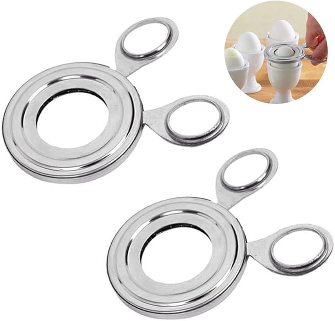 Acxico 2 pcs Kitchen Stainless Cooked Boiled Egg Cutter Scissors Clipper Slicers