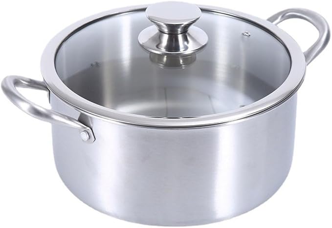 DSOPHORAT 304 Stainless Steel Cooking Pot Soup Pot hot Pot Stock Pot 7Qt Soup Pasta Pot with Lid Sauce & Reheat Food,Induction/Gas/Stovetops for Family Meals(24cm/6L/5.4qt)