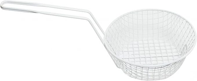 TrueCraftware- 8” Round Breading Basket Coarse Mesh 3" Deep- Culinary Basket for Dredging Chicken French Chips Onion Rings Chicken Wings Food Prep Basket Serving Strainer for Breadcrum Dishes