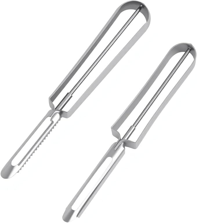 2 Pcs Stainless Steel Vegetable Peelers, Kitchen Potato Carrot Peelers with Ergonomic Handle for Safety and Control, Dishwasher Safe, Sharp, Rust-Resistant for Easy Peeling